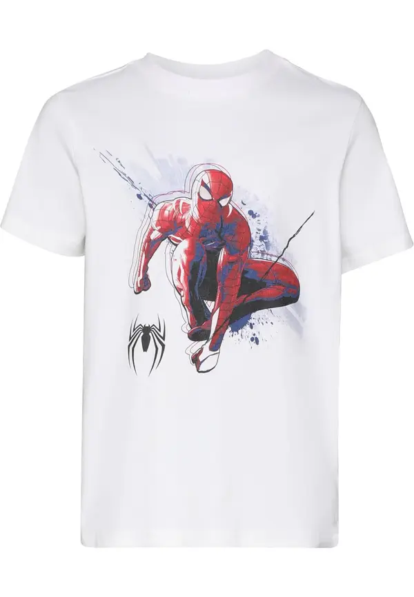 Mister Tee Mister Tee Majica 'Spiderman Hang out'  mornarska / rdeča / bela