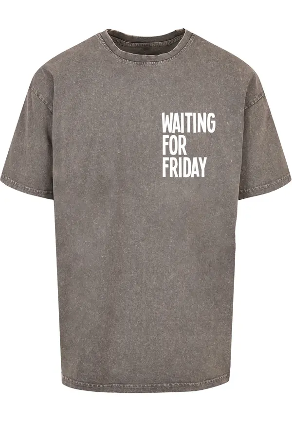 Mister Tee Mister Tee Majica 'Waiting For Friday'  siv denim / bela
