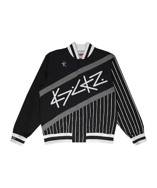 Mitchell & Ness Mitchell & Ness Športna jopa na zadrgo 'Mitchell and Ness x Kickz AWU'  črna / bela
