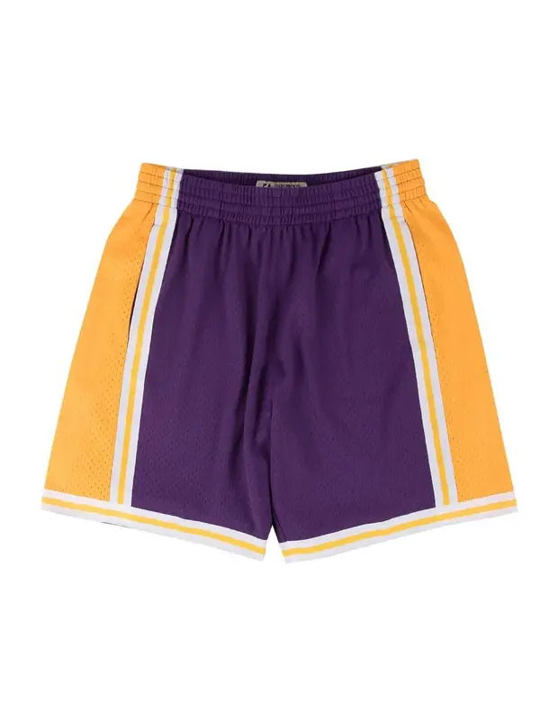 Mitchell & Ness Mitchell & Ness Športne hlače 'Los Angeles Lakers'  rumena / temno liila / bela