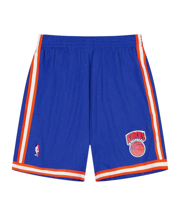 Mitchell & Ness Mitchell & Ness Športne hlače 'NBA NY Knicks 95'  modra / oranžna / bela
