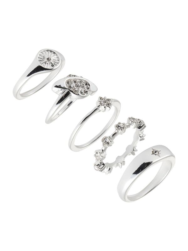 Monki Monki Prstan 'Vivian'  srebrno-siva / transparentna