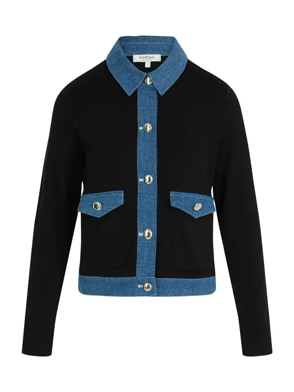 Morgan Morgan Pletena jopa  moder denim / črna