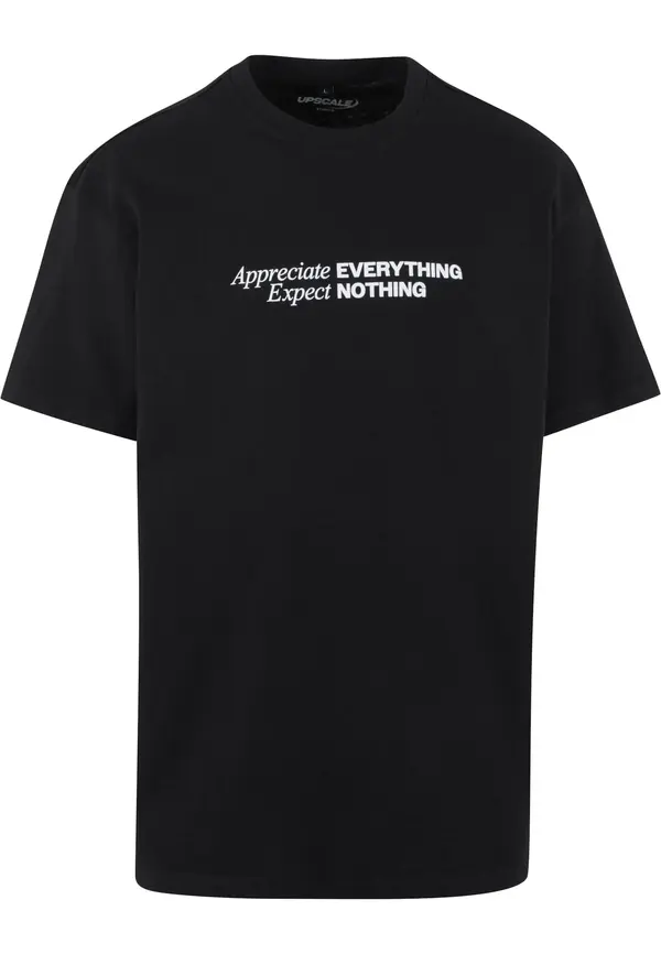 MT Upscale MT Upscale Majica 'Appreciate Expect'  črna / bela