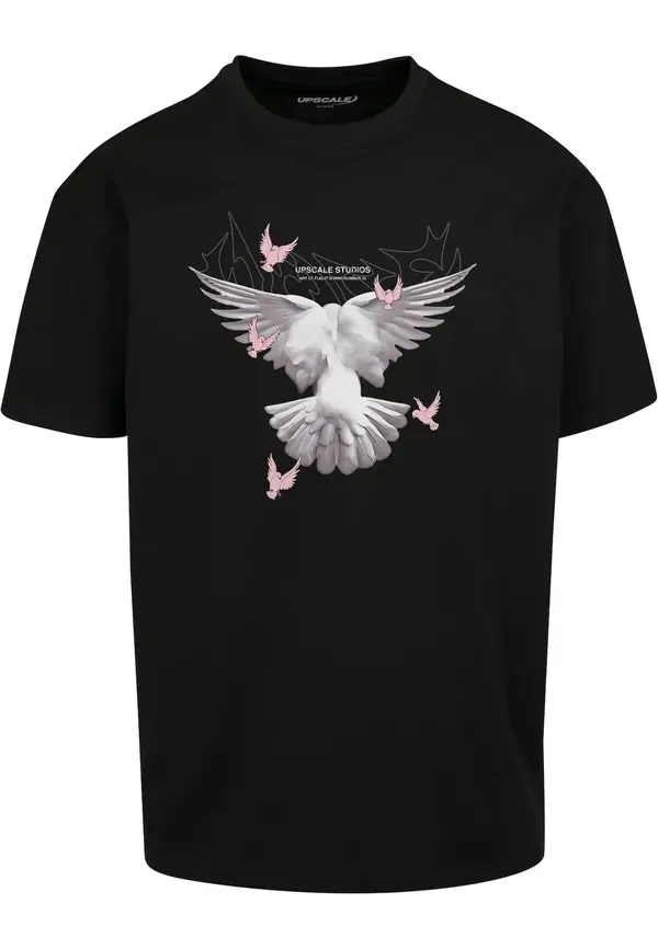 MT Upscale MT Upscale Majica 'Doves'  siva / roza / črna / bela