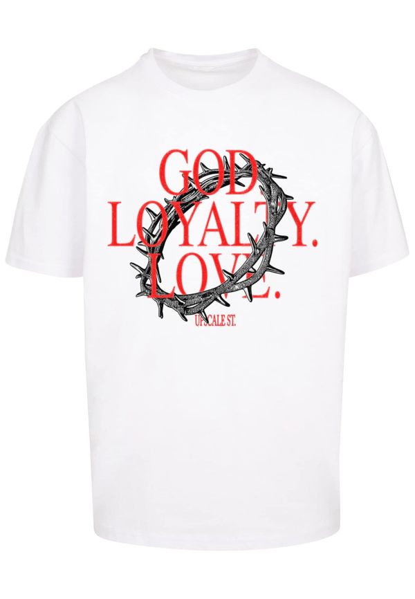 MT Upscale MT Upscale Majica 'God Loyalty Love'  siva / oranžna / bela