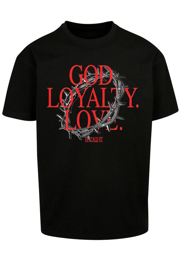 MT Upscale MT Upscale Majica 'God Loyalty Love'  siva / rdeča / črna