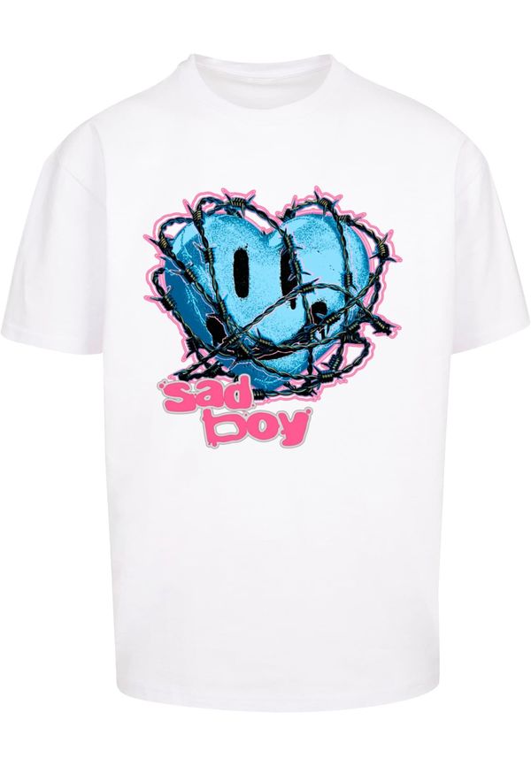 MT Upscale MT Upscale Majica 'Sad Boy'  svetlo modra / neonsko roza / črna / bela
