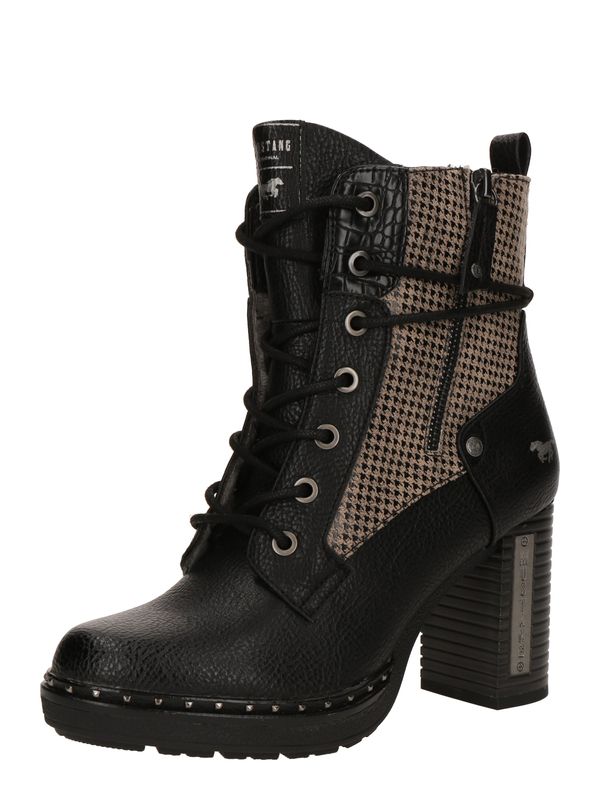 MUSTANG MUSTANG Gležnarji z vezalkami  brokat / črna