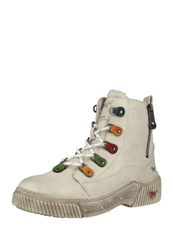 MUSTANG MUSTANG Gležnarji z vezalkami  žafran / kamen / temno zelena / temno rdeča