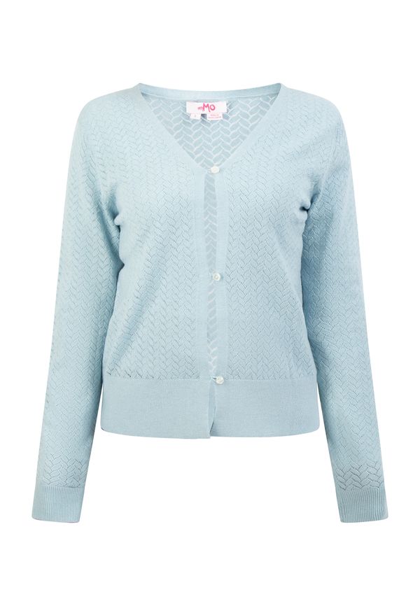 MYMO MYMO Pletena jopa  svetlo modra / biserno bela
