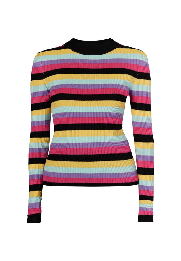 MYMO MYMO Pulover 'Biany'  temno rumena / sivka / fuksija / črna