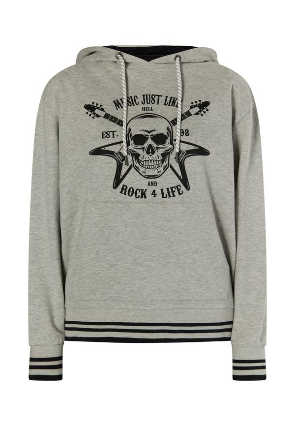 myMo ROCKS myMo ROCKS Majica 'Ucy'  pegasto siva / črna