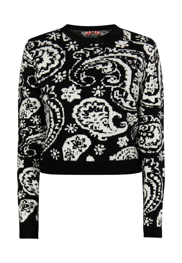 myMo ROCKS myMo ROCKS Pulover 'Blonda'  črna / bela