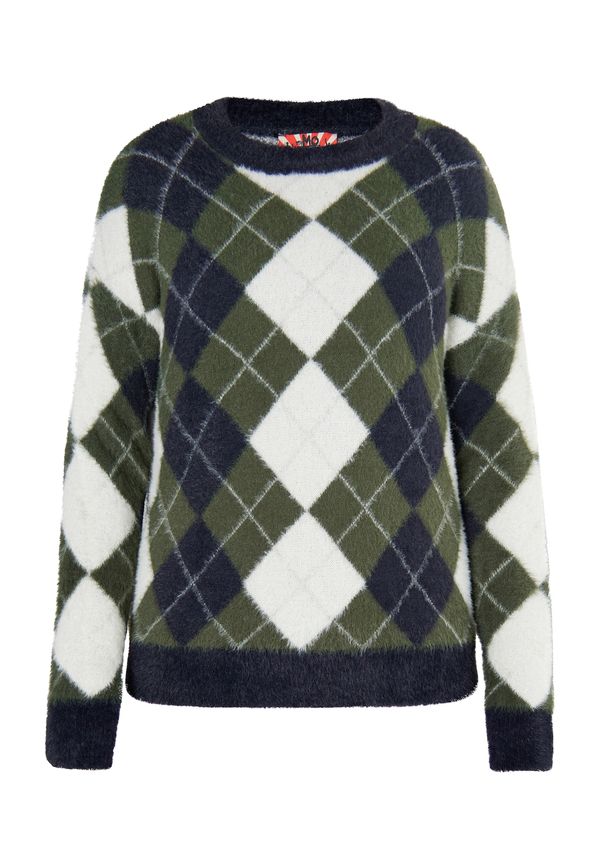 myMo ROCKS myMo ROCKS Pulover  zelena / črna / bela