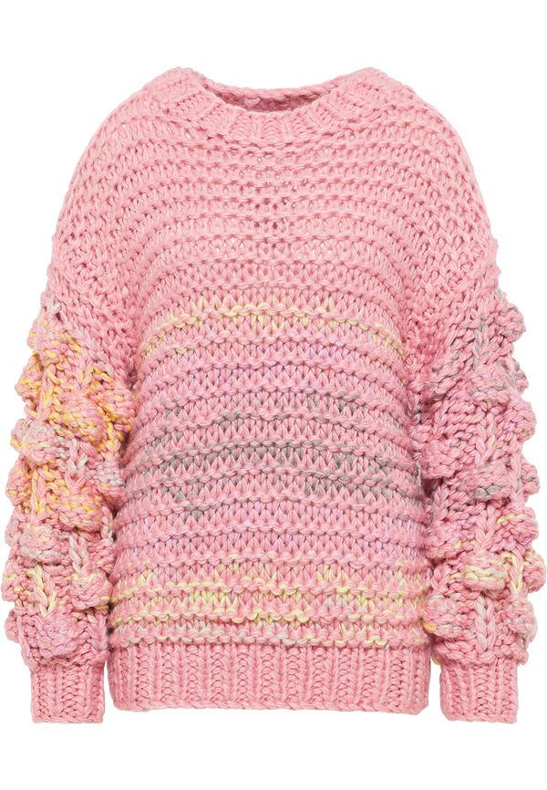 MYMO MYMO Širok pulover  rumena / siva / oranžna / roza