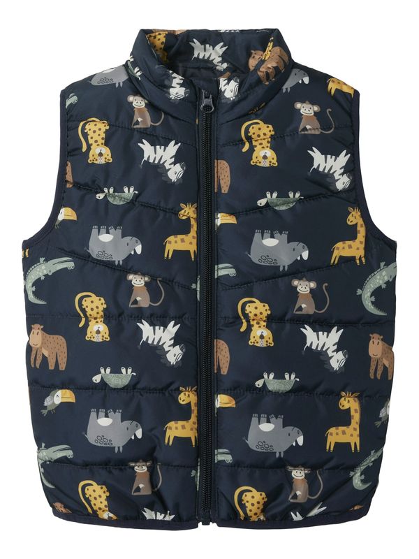 NAME IT NAME IT Brezrokavnik 'NMMMYLANE'  mornarska / rjava / žafran / siva