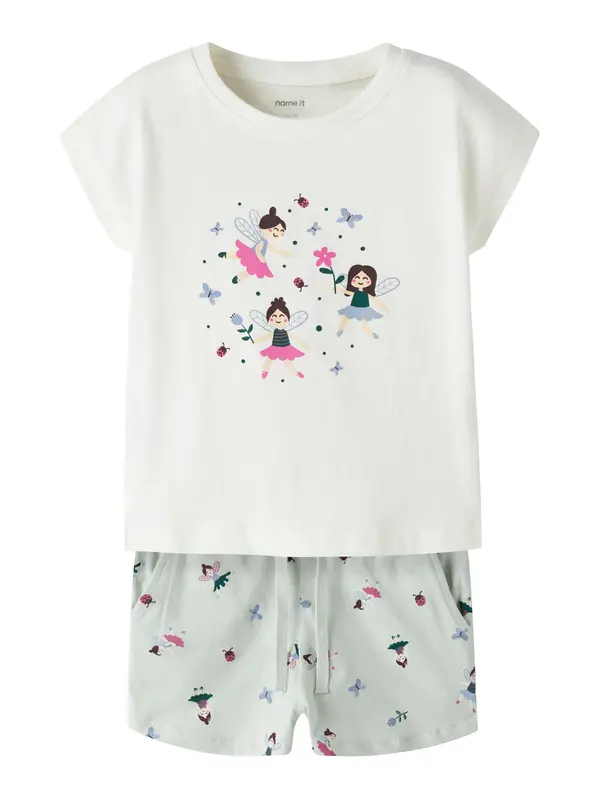 NAME IT NAME IT Komplet 'NMFVigea'  pastelno zelena / roza / črna / bela