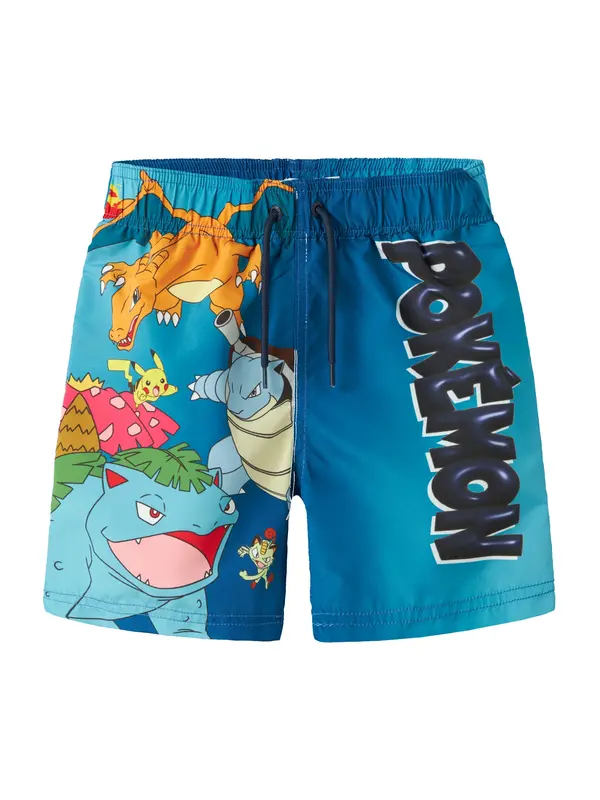 NAME IT NAME IT Kratke kopalne hlače 'NKMManuel Pokemon'  modra / azur / oranžna / malina