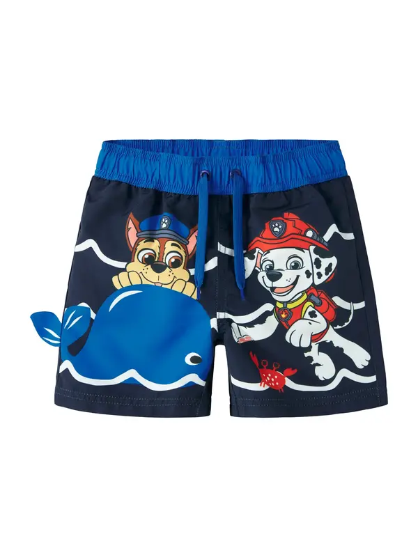 NAME IT NAME IT Kratke kopalne hlače 'NMMMiki Paw'  modra / marine / rdeča / bela