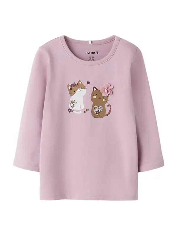 NAME IT NAME IT Majica 'NBFTANYA'  karamel / rosé / karminsko rdeča / bela