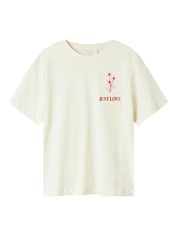 NAME IT NAME IT Majica 'NKFBETRIA'  svetlo bež / roza / rdeča