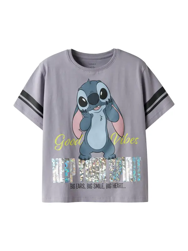 NAME IT NAME IT Majica 'NKFDYMI STITCH'  opal / siva / sivka / črna
