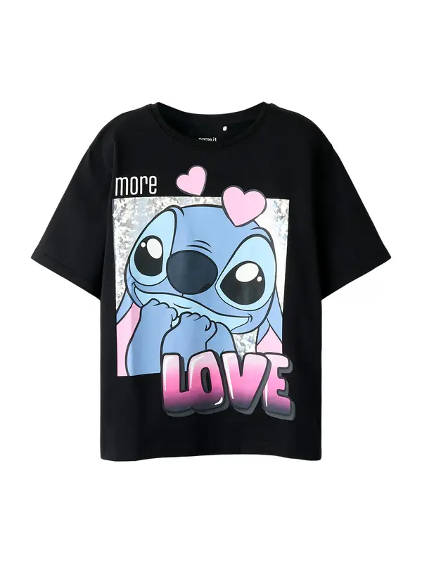 NAME IT NAME IT Majica 'NKFFora Stitch'  safir / svetlo modra / roza / črna