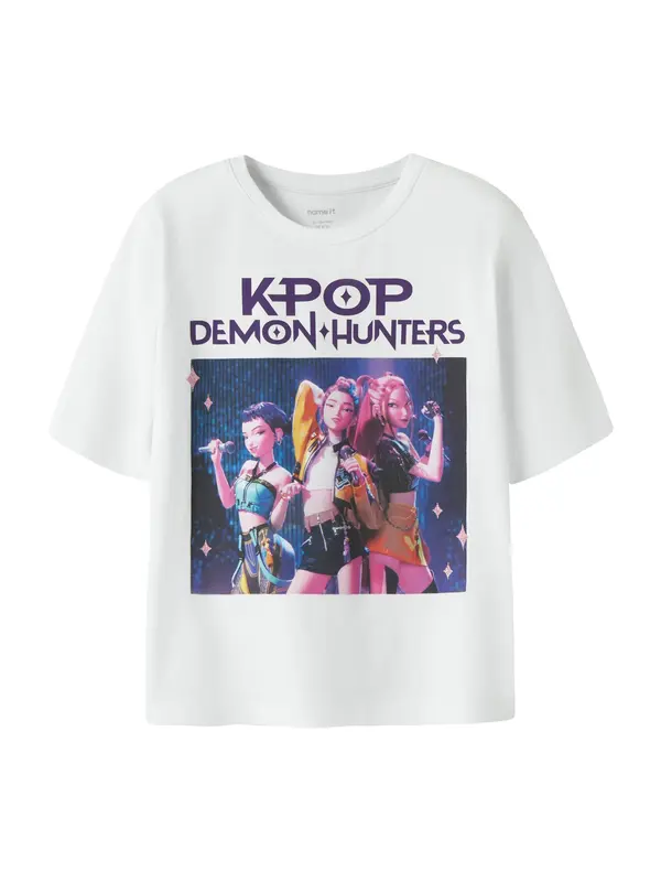 NAME IT NAME IT Majica 'NKFMARA KPOP'  temno modra / temno liila / bela