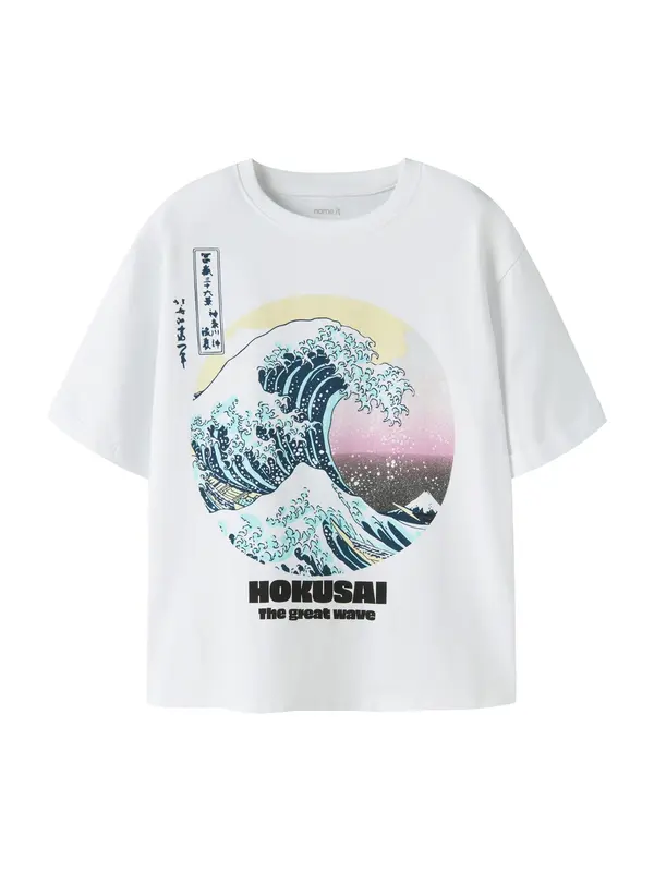 NAME IT NAME IT Majica 'NKFMYDA HOKUSAI'  mornarska / rumena / črna / bela