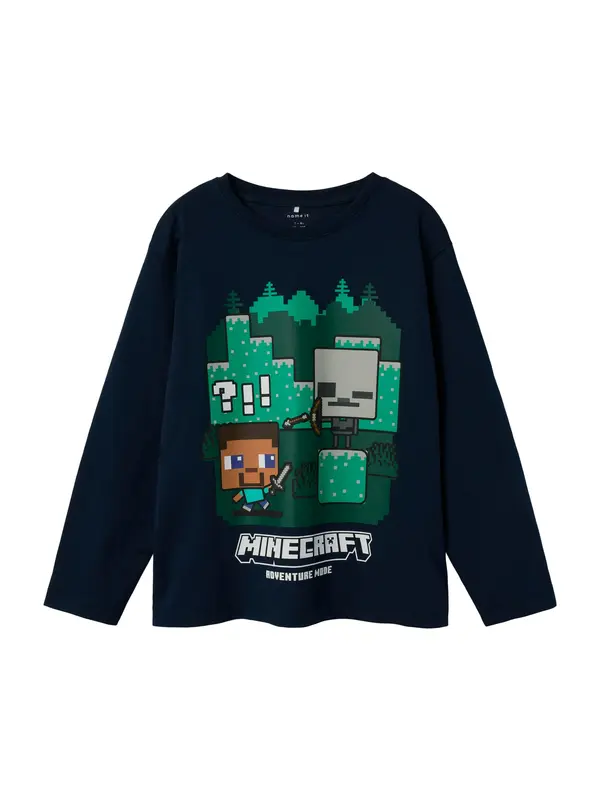 NAME IT NAME IT Majica 'NKMAc Minecraft'  mornarska / travnato zelena / bela
