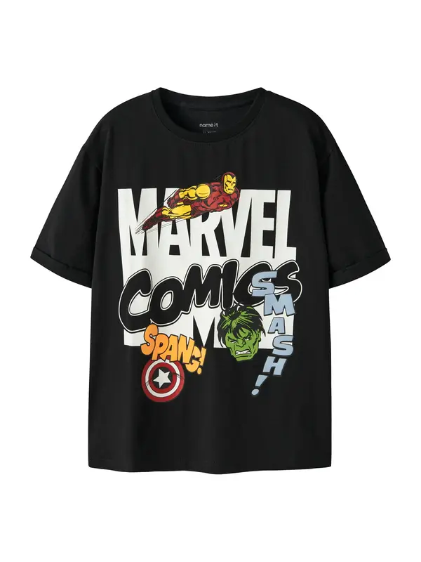NAME IT NAME IT Majica 'NKMALFI MARVEL'  svetlo rumena / temno rdeča / črna / bela