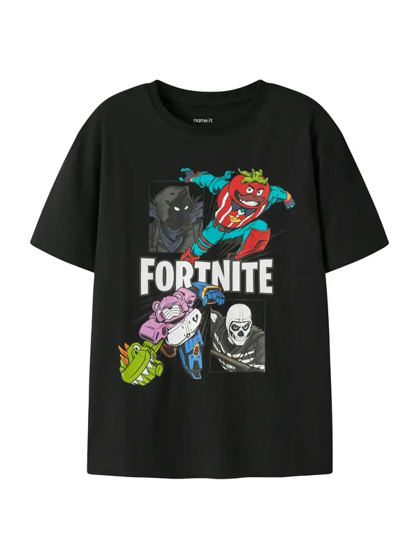 NAME IT NAME IT Majica 'NKMAMBROSE FORTNITE'  sivka / rdeča / črna / bela