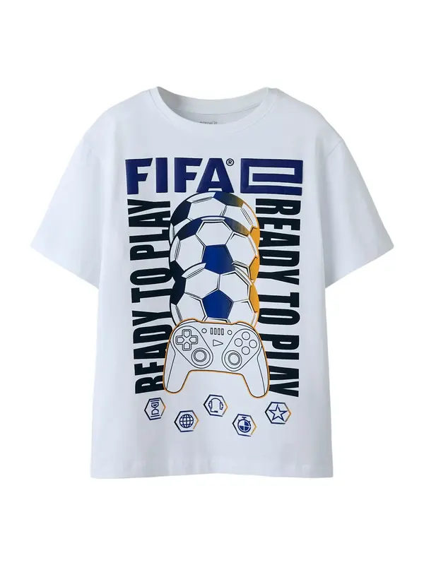NAME IT NAME IT Majica 'NKMAsekel Fifae'  marine / gorčica / črna / bela