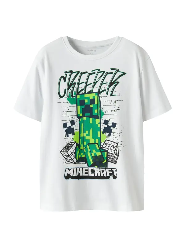 NAME IT NAME IT Majica 'NKMDI MINECRAFT'  zelena / jabolko / črna / bela