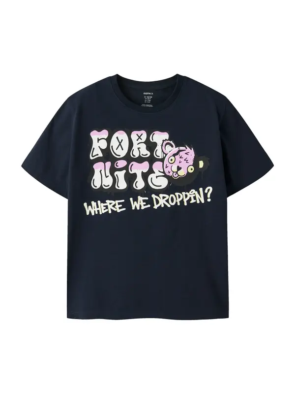 NAME IT NAME IT Majica 'NKMFRANS FORTNITE'  mornarska / roza / črna / bela