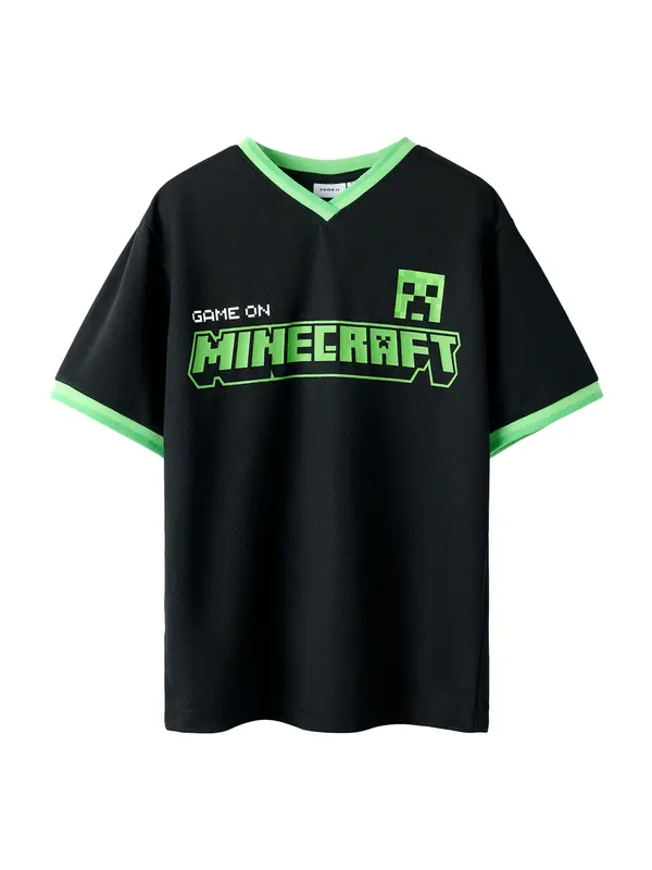 NAME IT NAME IT Majica 'NKMMali Minecraft'  zelena / črna / bela