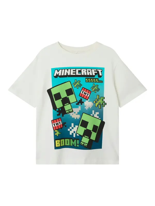 NAME IT NAME IT Majica 'NKMMus Minecraft'  turkizna / limeta / črna / bela