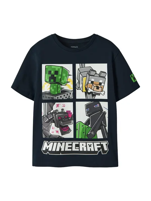 NAME IT NAME IT Majica 'NKMMykin Minecraft'  mornarska / siva / zelena / bela