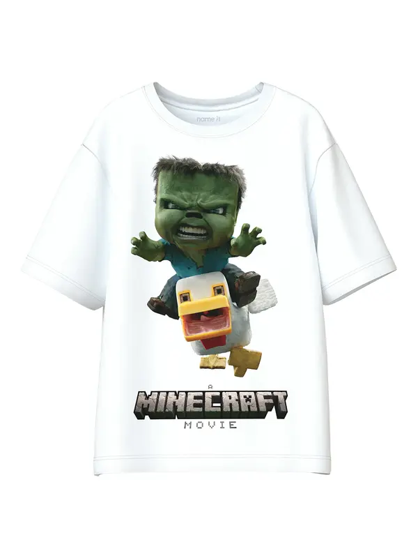 NAME IT NAME IT Majica 'NKMNif Minecraft'  rumena / siva / zelena / bela