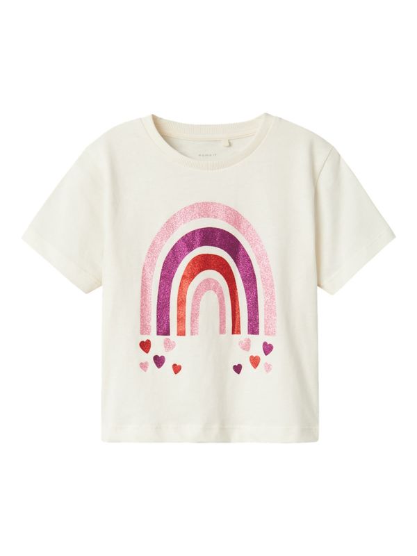 NAME IT NAME IT Majica 'NMFBETRIA'  lila / roza / rdeča / off-bela