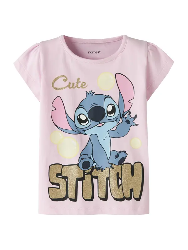 NAME IT NAME IT Majica 'NMFFuba Stitch'  opal / svetlo rumena / zlata / roza