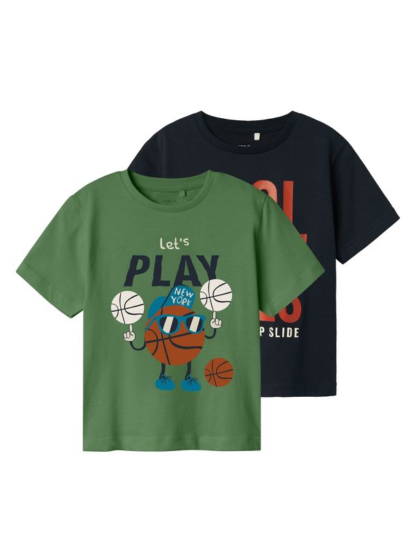 NAME IT NAME IT Majica 'NMMBENNIBO'  mornarska / konjak / zelena / bela