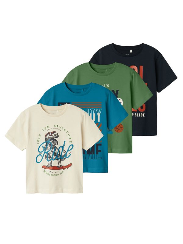 NAME IT NAME IT Majica 'NMMBENNIBO'  safir / zelena / črna / volneno bela