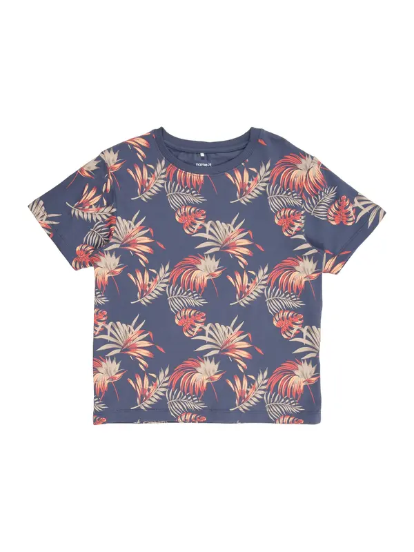 NAME IT NAME IT Majica 'NMMFLUZZ'  indigo / svetlo siva / oranžna