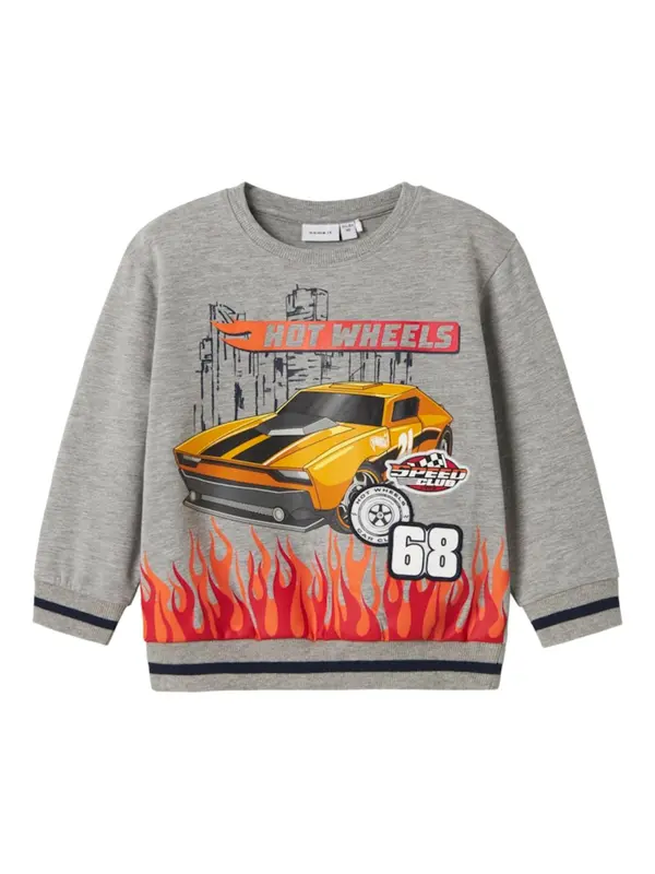 NAME IT NAME IT Majica 'NMMJAKI HOTWHEELS'  rumena / pegasto siva / temno rdeča / črna