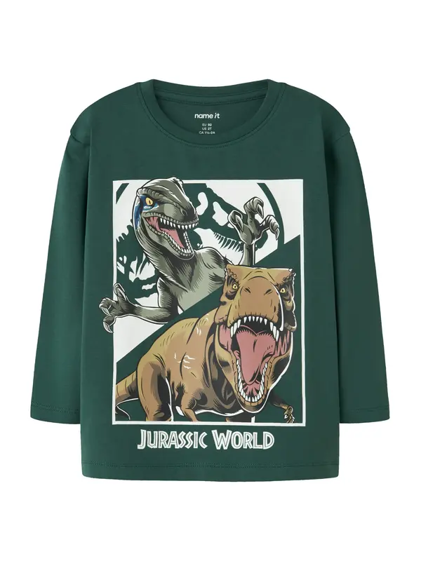 NAME IT NAME IT Majica 'NMMollo Jurassic'  kamela / jelka / češnjevo rdeča / bela