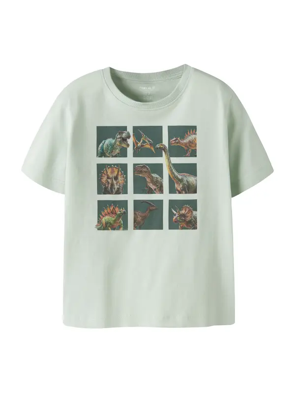 NAME IT NAME IT Majica 'NMMVOTO'  rjava / pastelno zelena / temno zelena