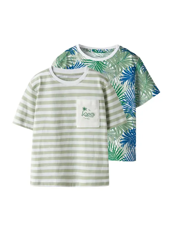 NAME IT NAME IT Majica  temno modra / pastelno zelena / temno zelena / bela