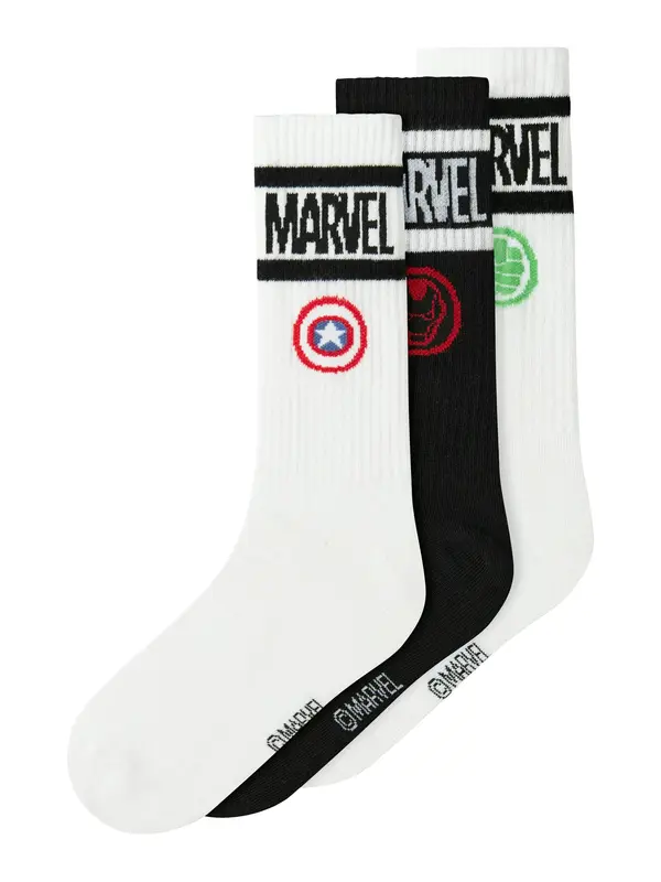 NAME IT NAME IT Nogavice 'NKMANLO MARVEL'  svetlo zelena / ognjeno rdeča / črna / bela